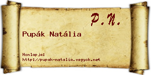 Pupák Natália névjegykártya